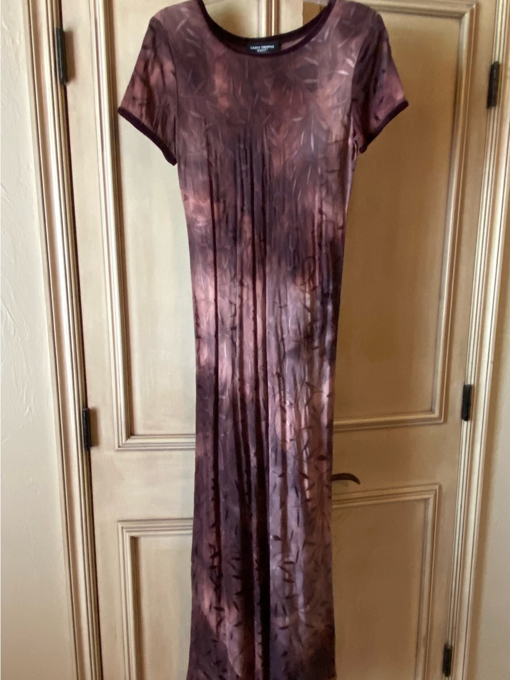 Vintage Saint Tropez West Purple and Brown Maxi Dress, Size 6